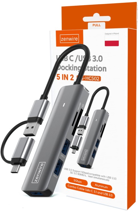 HUB USB-C 7W1 Zenwire BS-HC502 - zdjęcie 1
