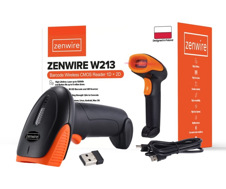 Czytnik Skaner Kodów Kreskowych i QR USB BEZPRZEWODOWY 1D 2D WiFi Zenwire W213 - zdjęcie 8