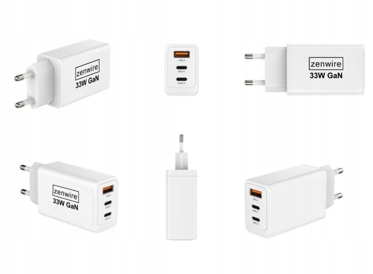 Szybka Ładowarka Sieciowa Kostka GAN III 33W Zasilacz USB-C USB-A do iPhone Samsung Zenwire YMS-618 - zdjęcie 6
