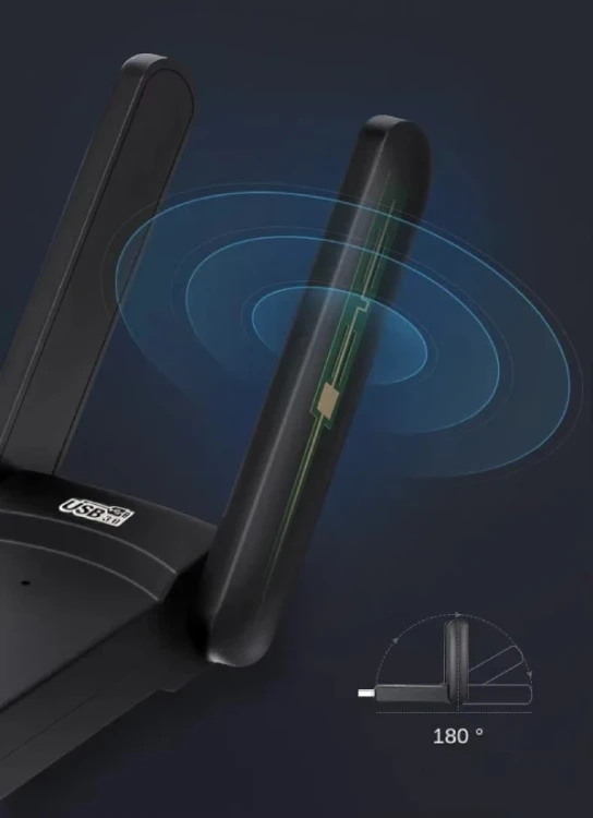 Adapter Karta Sieciowa USB 3.0 WiFi 1300Mb Zewnętrzna 5Ghz Zenwire WD-4605AC - zdjęcie 5