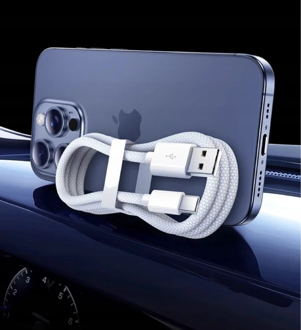 Kabel USB-A to USB-C Cable 2m Braided cable white ZC-17 - zdjęcie 2