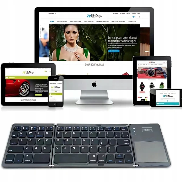 KLAWIATURA BEZPRZEWODOWA Bluetooth 5.0 Składana Przenośna do Tabletu SLIM Cicha Zenwire WLK-61 - zdjęcie 3